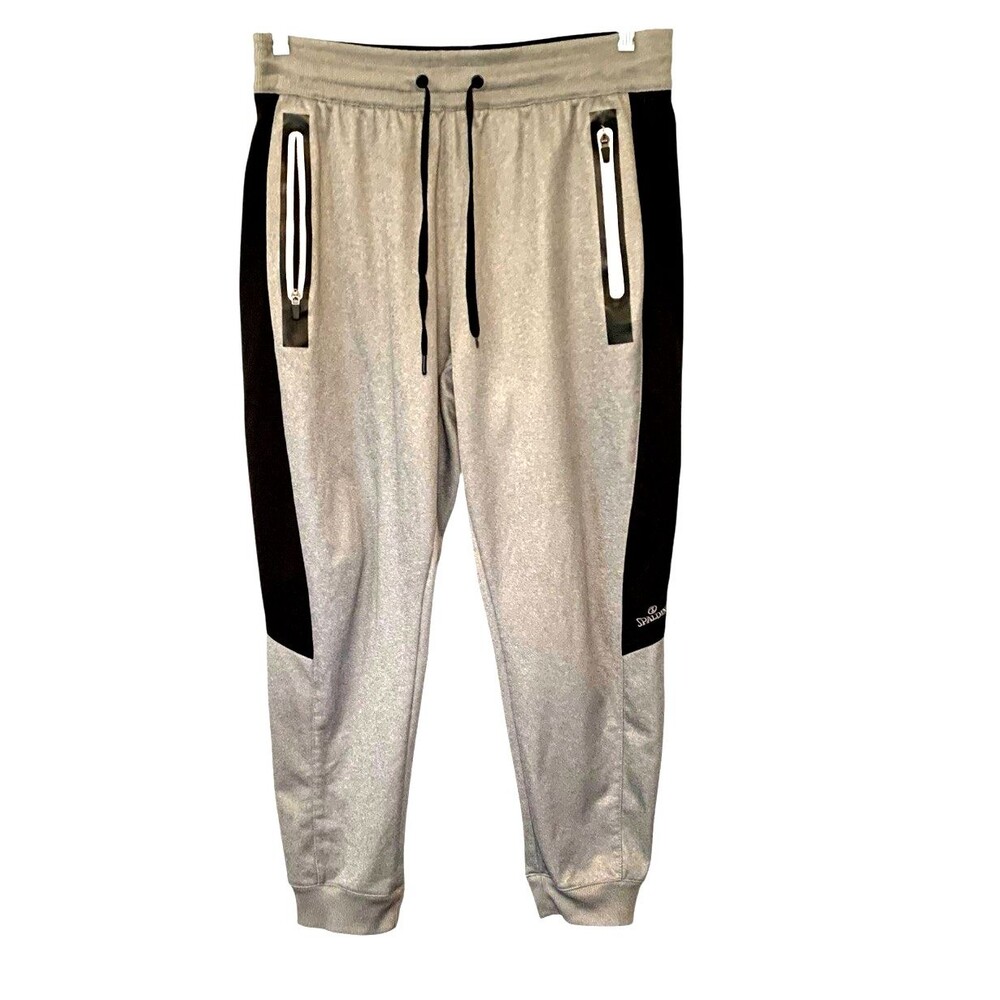 Spalding Men’s Jogger Track Pants Gray/Black  XL Regular Drawstring, Pockets